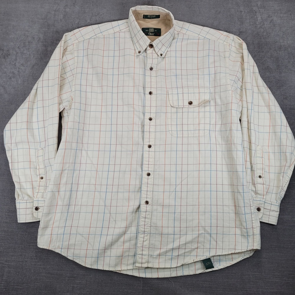Orvis Y2K Plaid Button Down Shirt Long Sleeve Collared Mens‎ Cotton Large